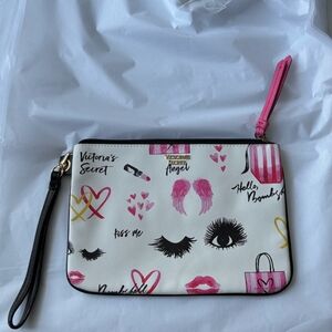 Victoria's Secret White Cosmetic Pouch with Pink Accents